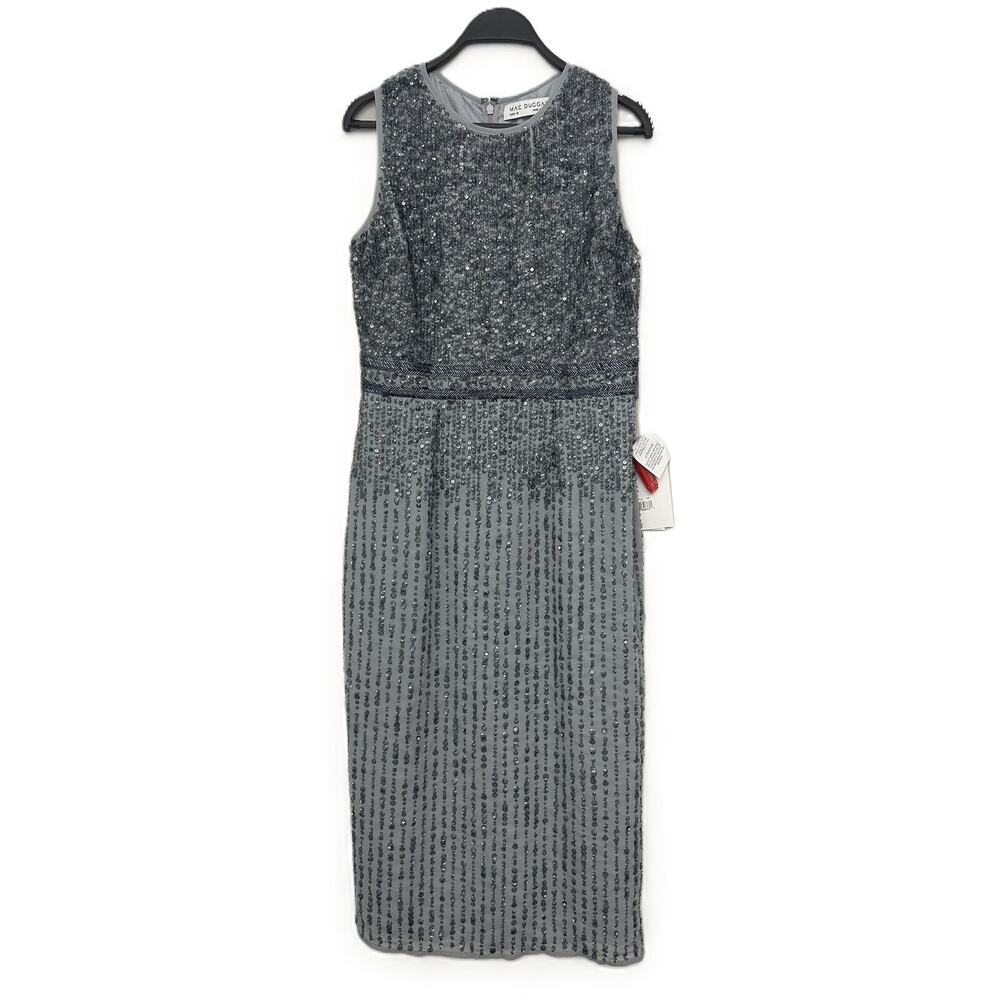 New MAC DUGGAL Gray Sequin Sleeveless 10509 PLA Dress Size 10